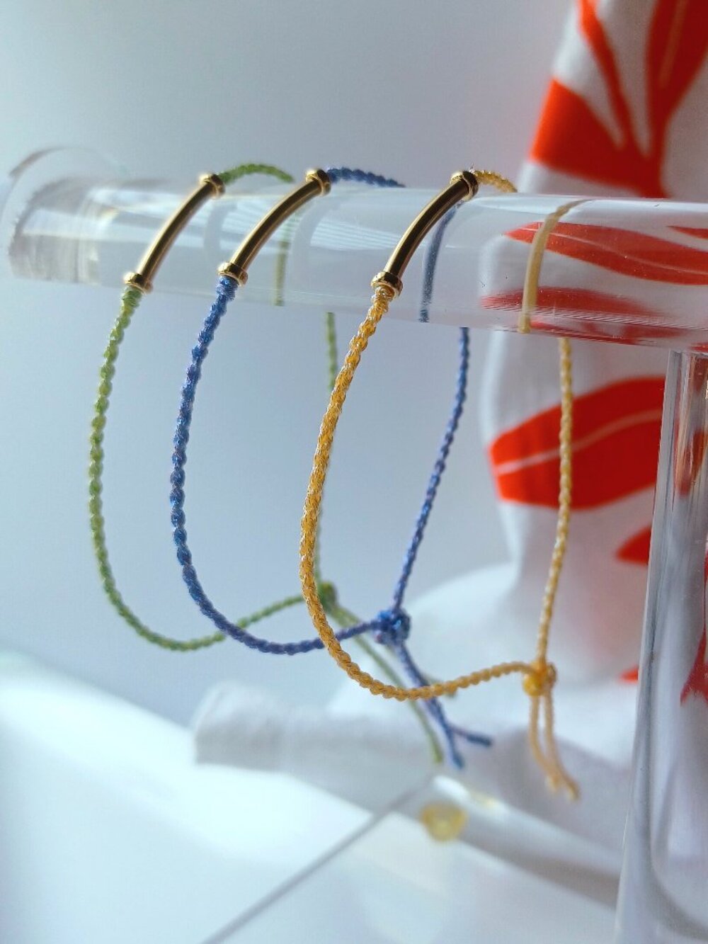 Hand woven braided rope with 14K gold filled bracelet